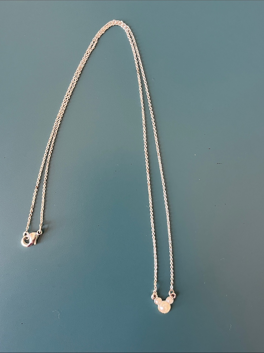 DISNEY Silver White Pearl Mickey Pendant Necklace - Picture 4 of 4